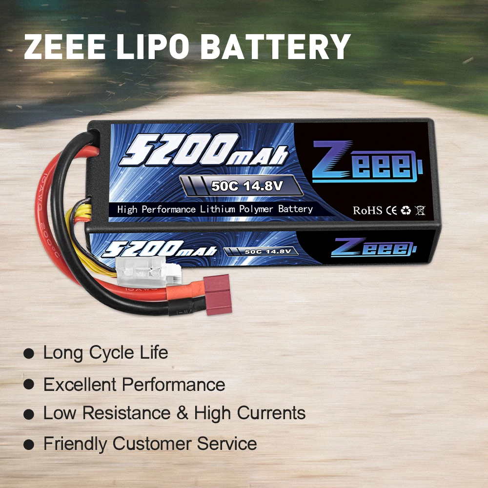 Zeee 4S Lipo Battery 14.8V 50C 5200mAh Hardcase with T Plug for RC Car Truck Crawler Monster Car Boat RC Helicopter Hobby Parts