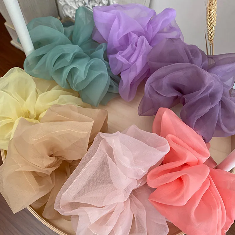 Autumn Organza Elastic Hair Ropes Ponytail Holder Hair Tie Girl Gum Hair Sscrunchies Large Fairy Chiffon Women Hair Accessories