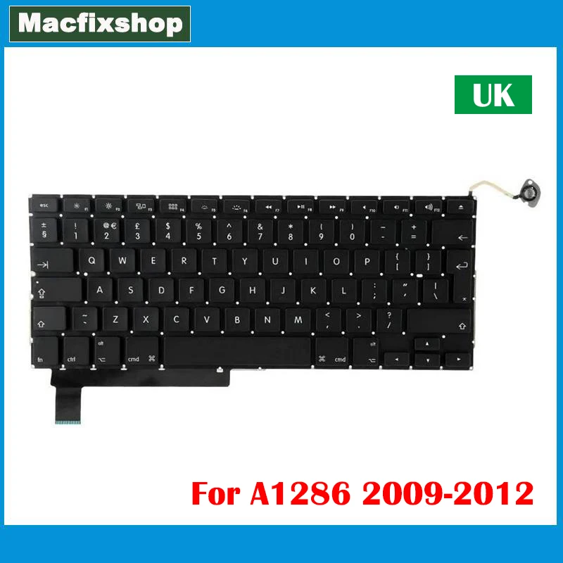 Laptop English UK A1286 Keyboard Replacement 2009 2010 2011 2012 Year For Macbook Pro 15.4 inch A1286 UK Keyboard Big Enter