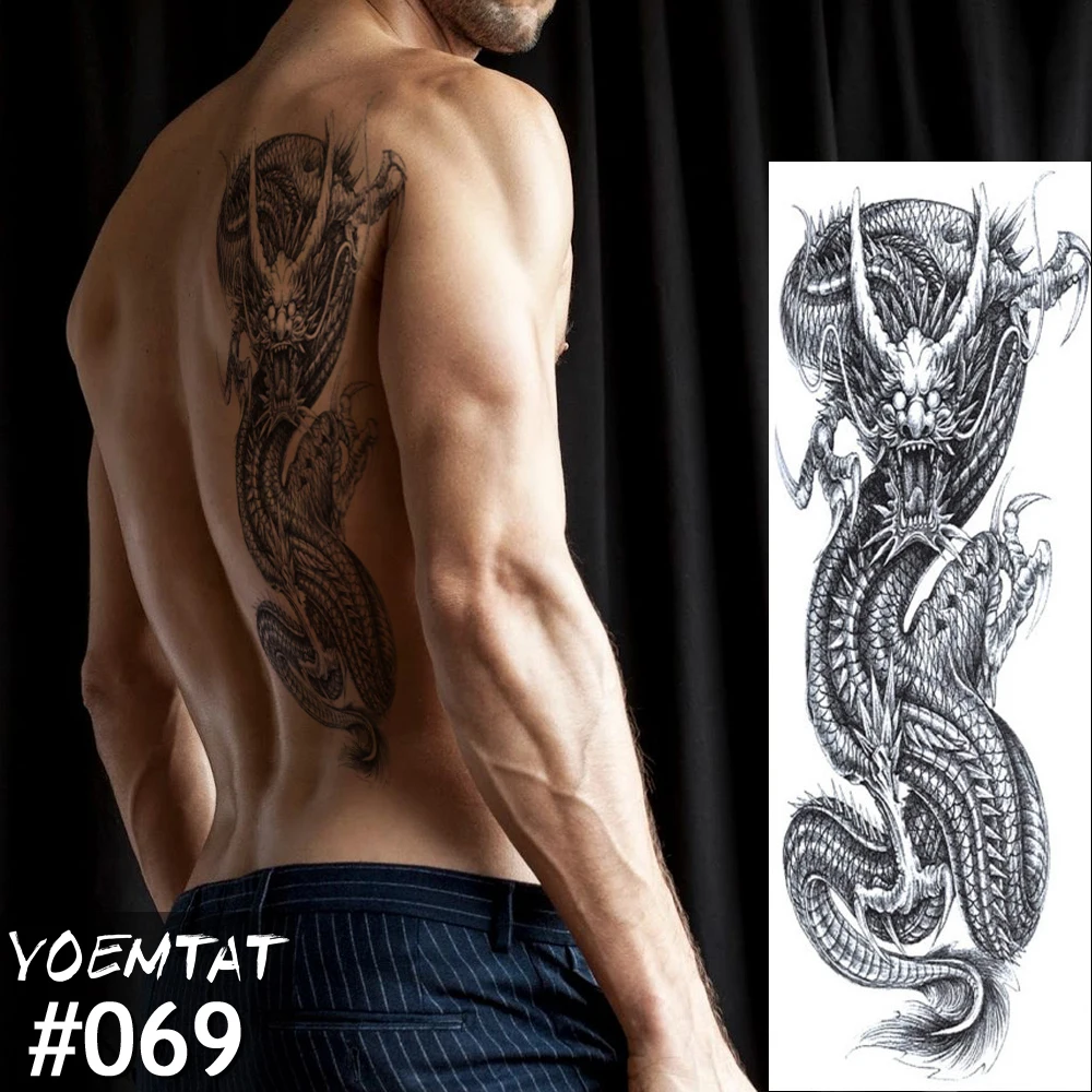 Tatuaje de manga de brazo grande para hombres y mujeres, Espada de la vieja escuela, impermeable, tatuaje temporal, pegatina, cuerda, Guerrero potente, tótem completo