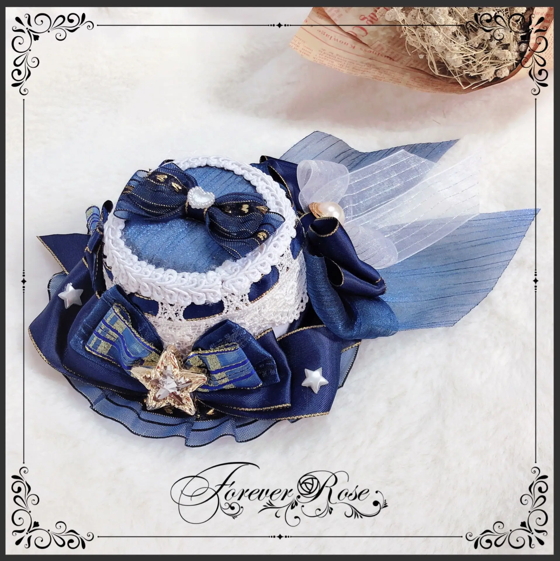 Lolita Gadget Top Hat Side Clip KC Oversleeves Cyanosis Sax Original Handmade Guardian Starlight Song-Promotion Costume