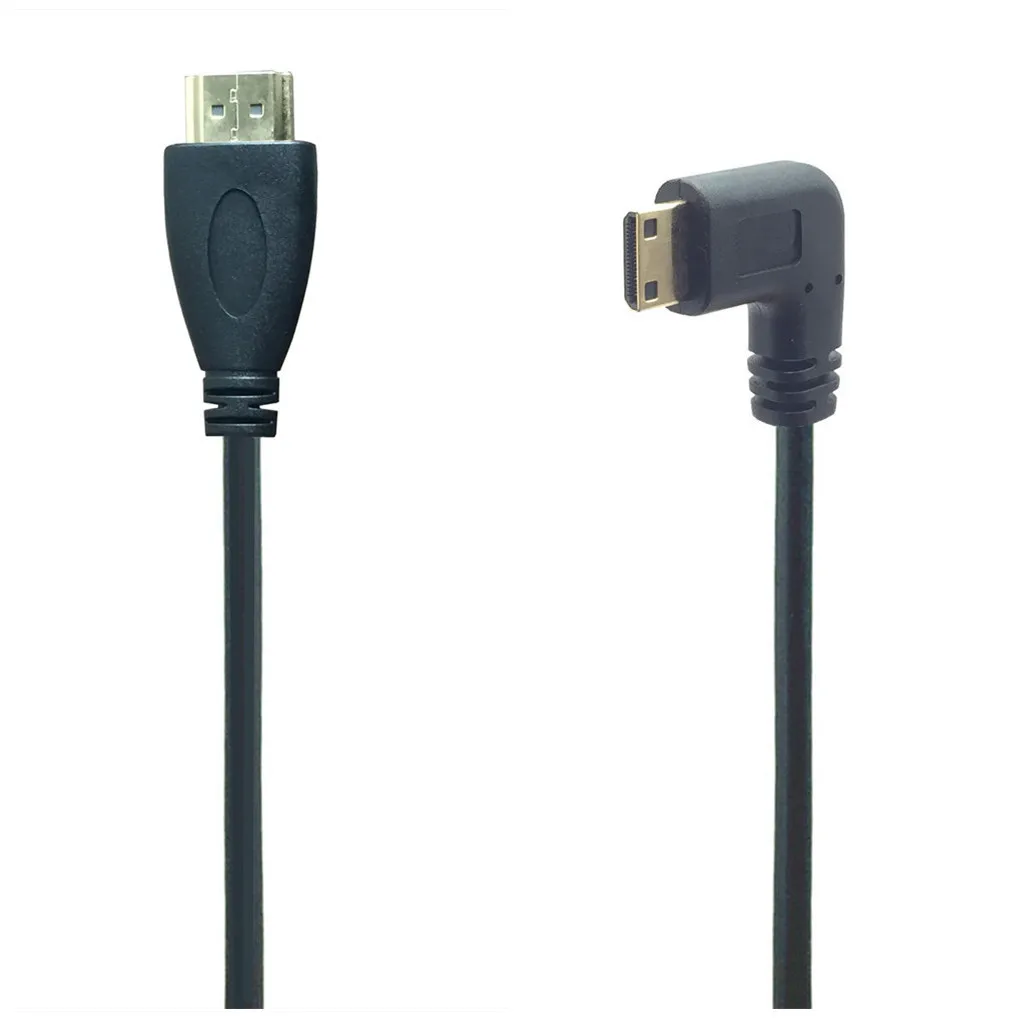 Kabel Mini kompatybilny z HDMI 1080p 3D Adapter pozłacana wtyczka prostopadły HDTV C do projektora ekran aparatu notebook TV 0.5M