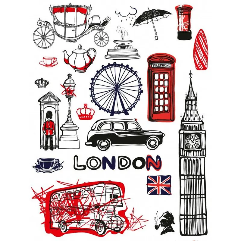 2 PCS Hand-Paint London Logo Deco Scrapbook Book Journal Stationery Stickers Planner Calendar Agenda School Art Craft Supplies