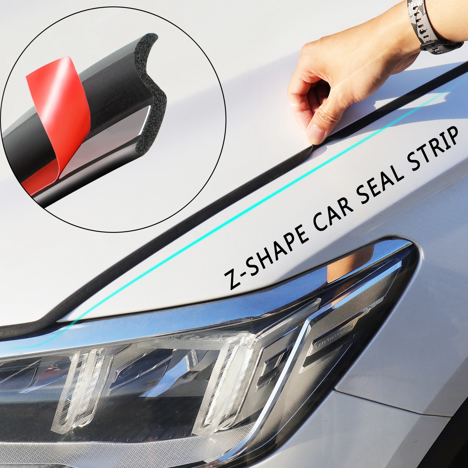 4M Z Type Trim Universal Car Hood Door Sealing Strip Rubber Seal Strip Waterproof Noise Insulation Edge Guards Bonnet Protection