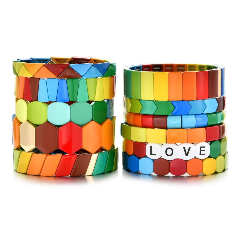 2023 Rainbow Summer Bracelets For Women Friendship Bracelet Jewelry Pulseiras Mujer Love Letter Beads Bracelet Gifts for Girl