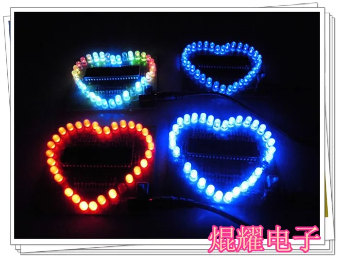Kit de lampe à eau en forme de coeur Kit électronique en forme de coeur coloré Kit de formation amusant bricolage