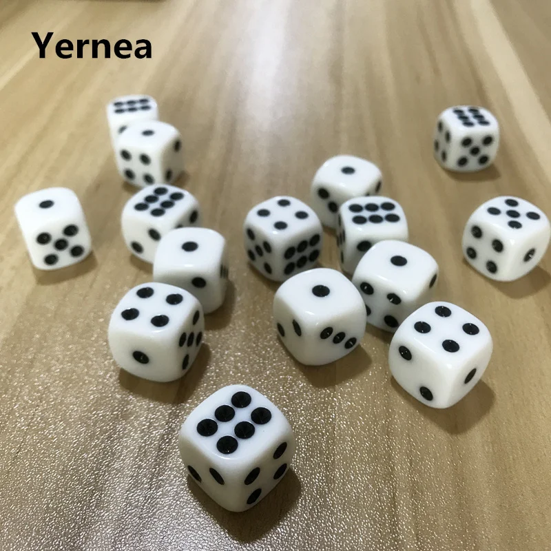 5Pcs/Lot 16mm Drinking Dice Acrylic White Round Corner Hexahedron Dice Club Party Table Playing Games RPG Dice Set Entertainment