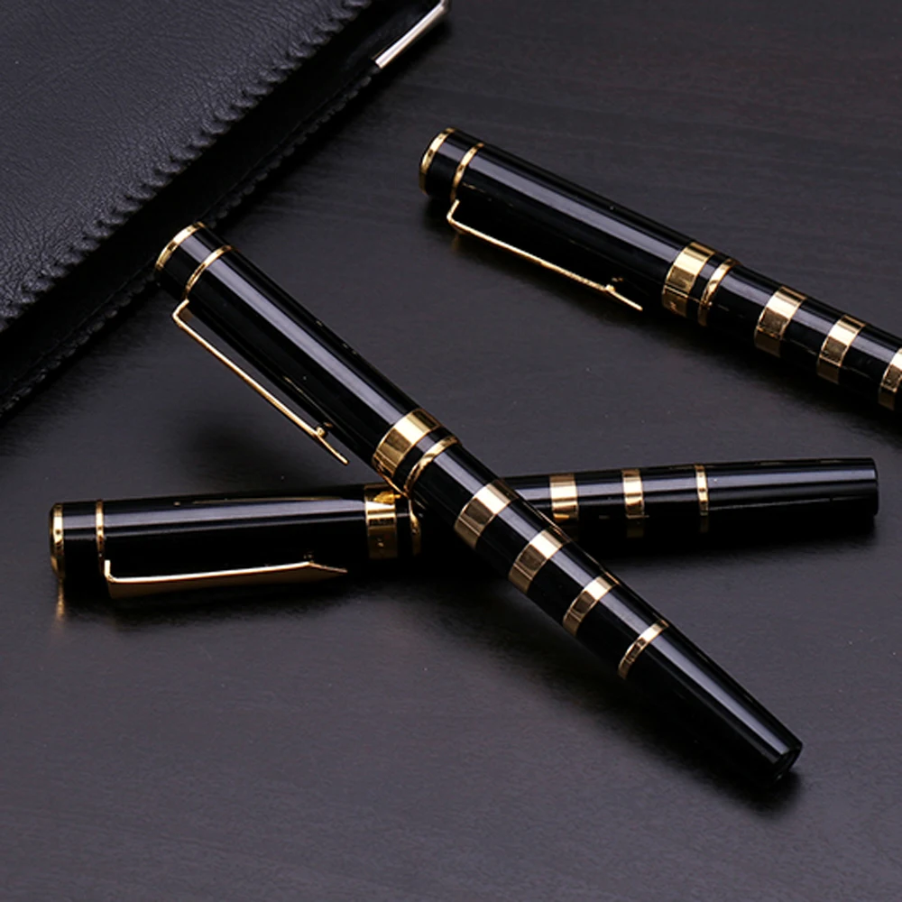 metal Portable Trim OFFICE BLACK GOLDEN 0.5MM 1.0MM gift Fountain Pen