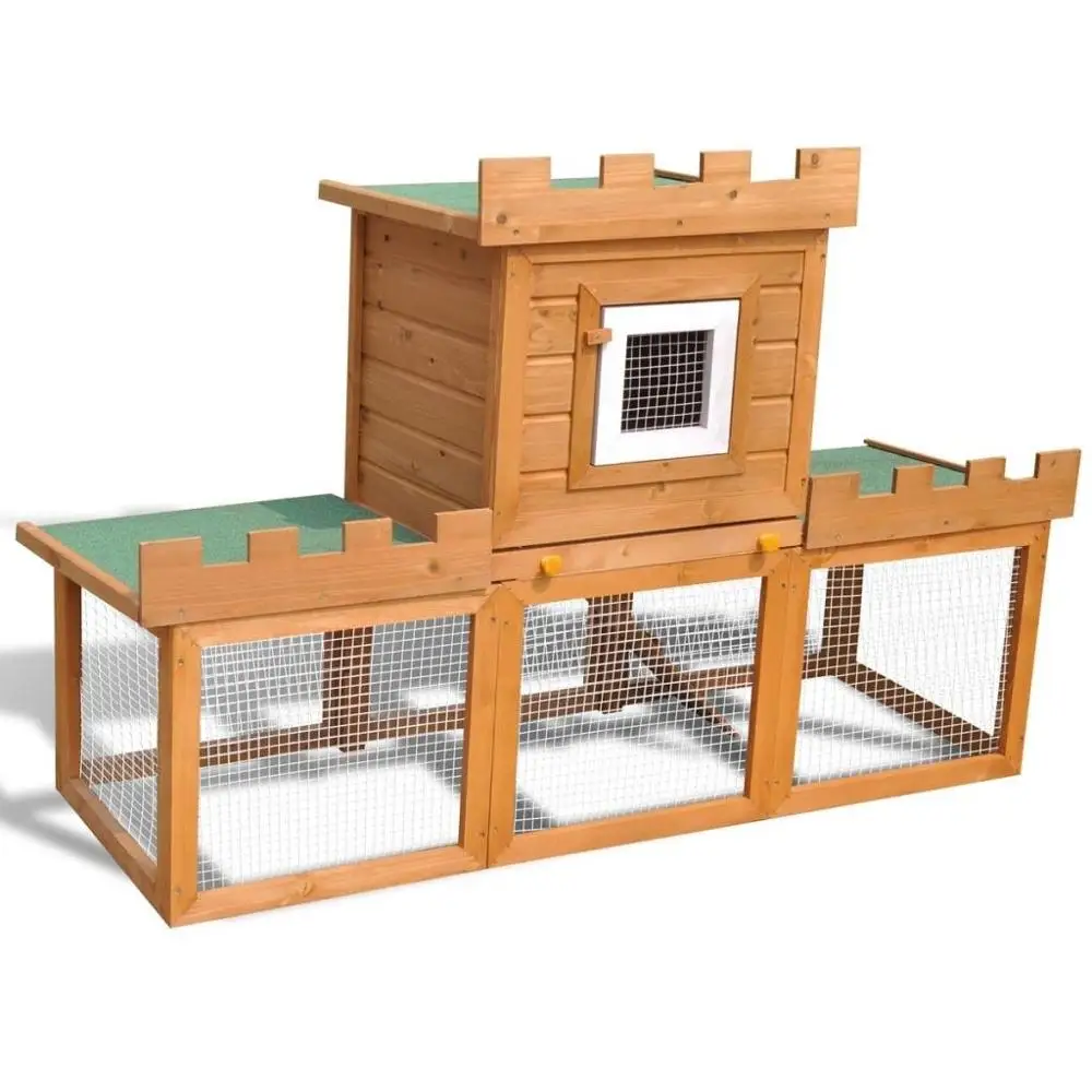 Outdoor Large Rabbit Hutch Pet Cage Single House 56x19.7x39.8Inch Solid Pine Wood Easy Assemble[US-Stock]