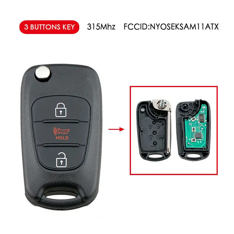 

For 2010 2011 2012 2013 Kia Soul Sportage Flip Remote Car Key Fob NYOSEKSAM11ATX