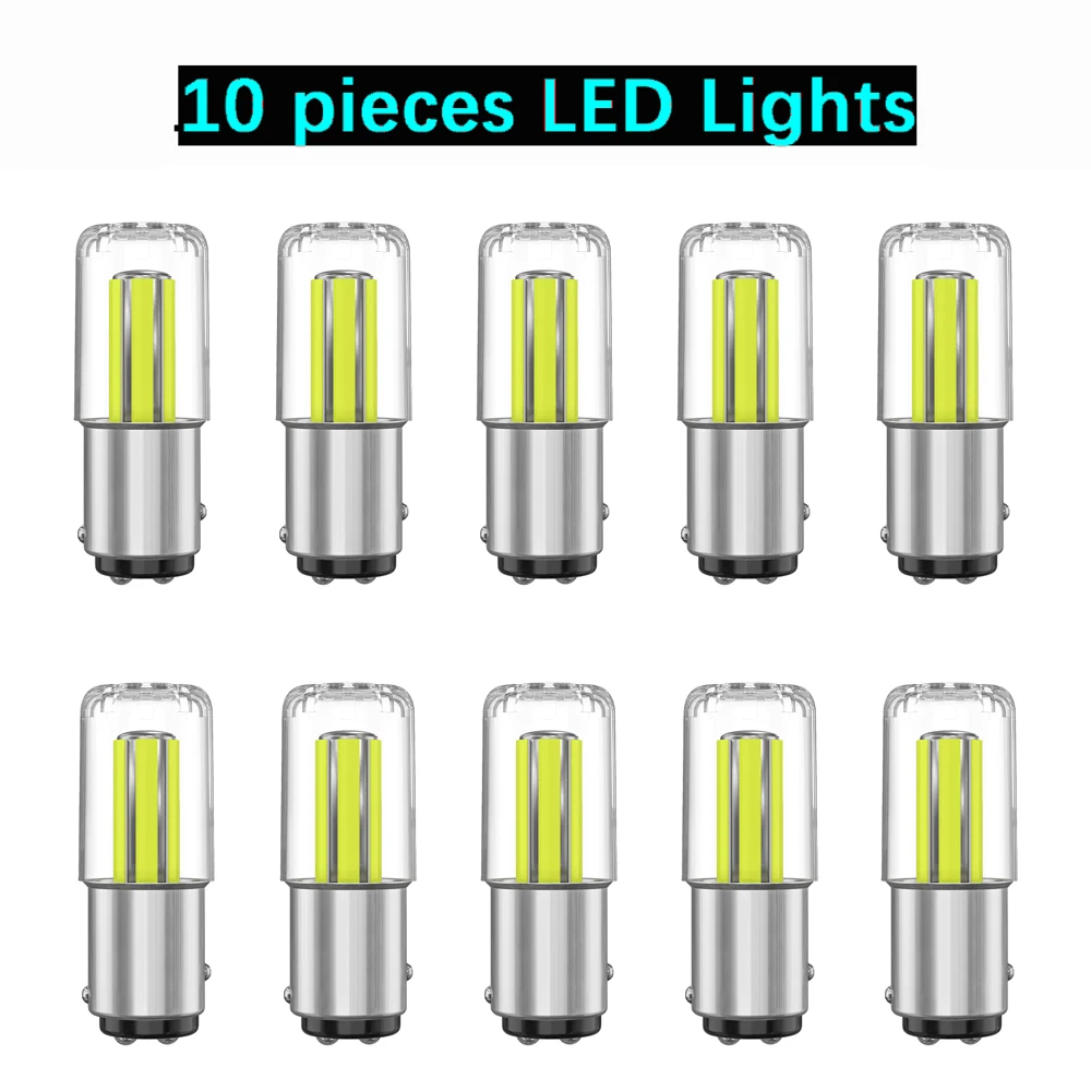 

10X Original Car LED Lights 6 Sides COB S25 1156 BA15S 1157 BAY15D Front Rear Turn Signal DRL Running Bulb 12V Canbus Red Yellow