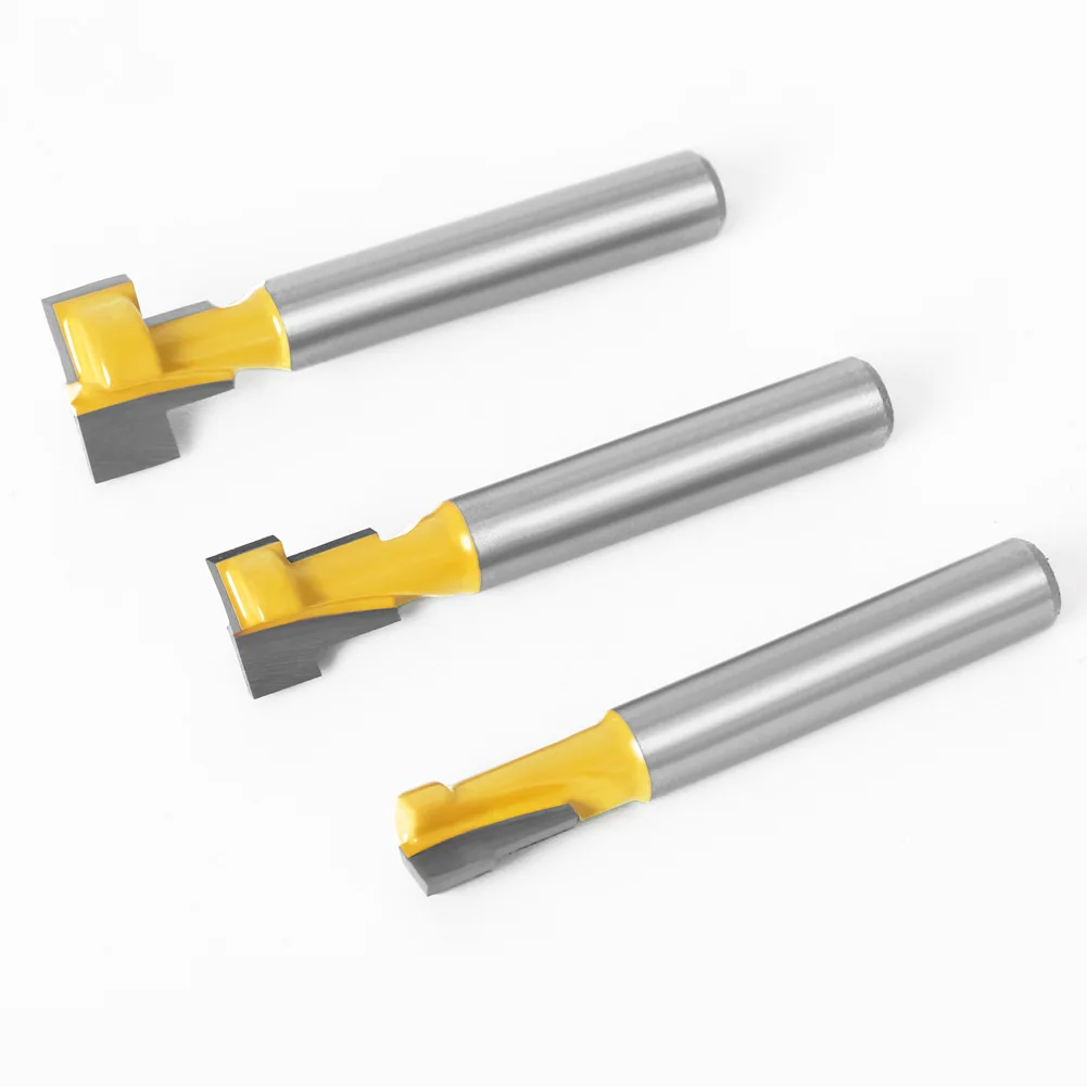 VACK 1/4" 6mm Shank T-Slot Router Bill  For Wood Milling Cutter 6.35mm Set Hex Bolt Key Hole Bits T Slotting Milling Tools