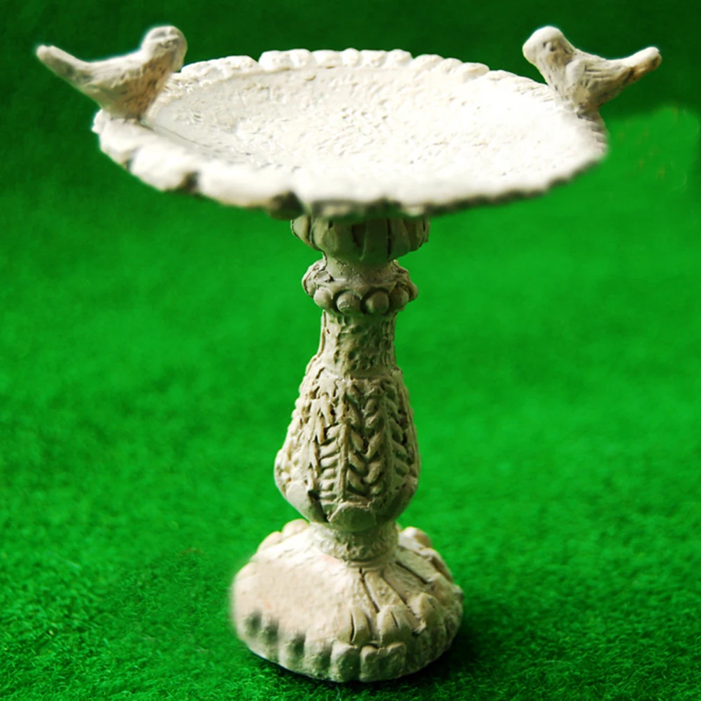 DIY Mini Garden Decor Supply 1:12 Dollhouse Miniature Fairy Garden Furniture Resin Bird Bath Fountain Hangmade Dollhouse