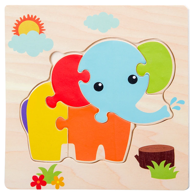 Baby Holz 3D Puzzles Tangram Formen Lernen Bildungs Cartoon Tier Intelligenz Puzzle Spielzeug Für Kinder Geschenk