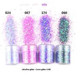 Purple Gradient Nail Sequin Glitter Powder Natural Effect Lamp Cure Natural Dry Nail Glitter Nail Art DIY Design Decoration 10ml