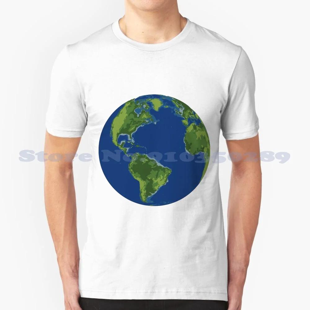 Earth 100% Cotton T-Shirt Earth Planet Water Air Green Blue Ground Ocean Space Milky Way Sky Sun Moon Life People Animals Lust