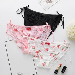 New Products Hot Sale Cotton Sweet Japanese Ice Silk Printed Panties Girls Bandage Cute Panties Slim Panties Women Kawaii