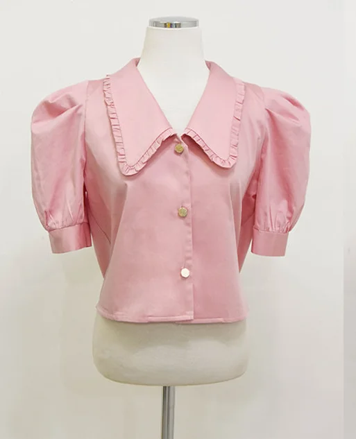 New Spring Vintage White Shirt Female Oversize Tops Women Short Sleeve Girls Blouse Summer New Women Blouses Femme Blusas