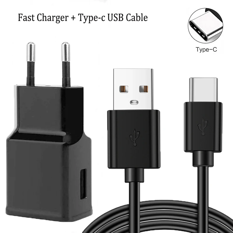 Fast Charger EU Plug For OPPO A93 A52 A53 A73 A5 A9 2020 Reno 2 2Z 3 4 Pro USB Travel Phone Adapter 2A Type-c USB Charging Cable