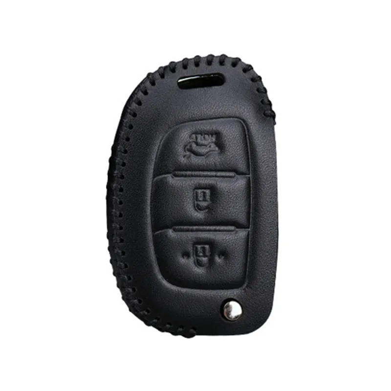 Leather Car Key Cover Case For Hyundai Solaris ix25 ix35 ix45 Santa Fe HB20 Verna Solaris Creta i10 i20 i30 Tucson 2019 2017