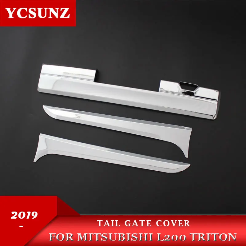 

2019 Tail Gate Cover For Mitsubishi L200 Triton 2019 ABS Chrome Black Car Styling Carbon Fiber