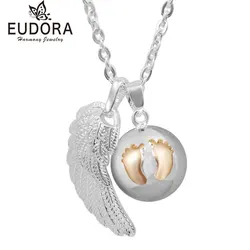 Angel Wing Baby Feet Mexican Bola Ball Pregnancy Pendant Baby Angel Caller Sounds Chime Bell Necklace Women Baby Pretty Gift