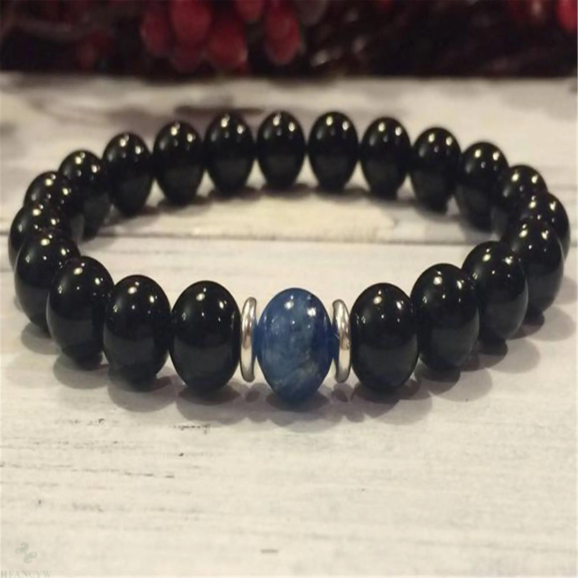 8mm Natural Black Obsidian Handmade Mala Bracelet Pray Stretchy Cuff Buddhism Healing Yoga Spirituality Chakas Reiki Prayer Men