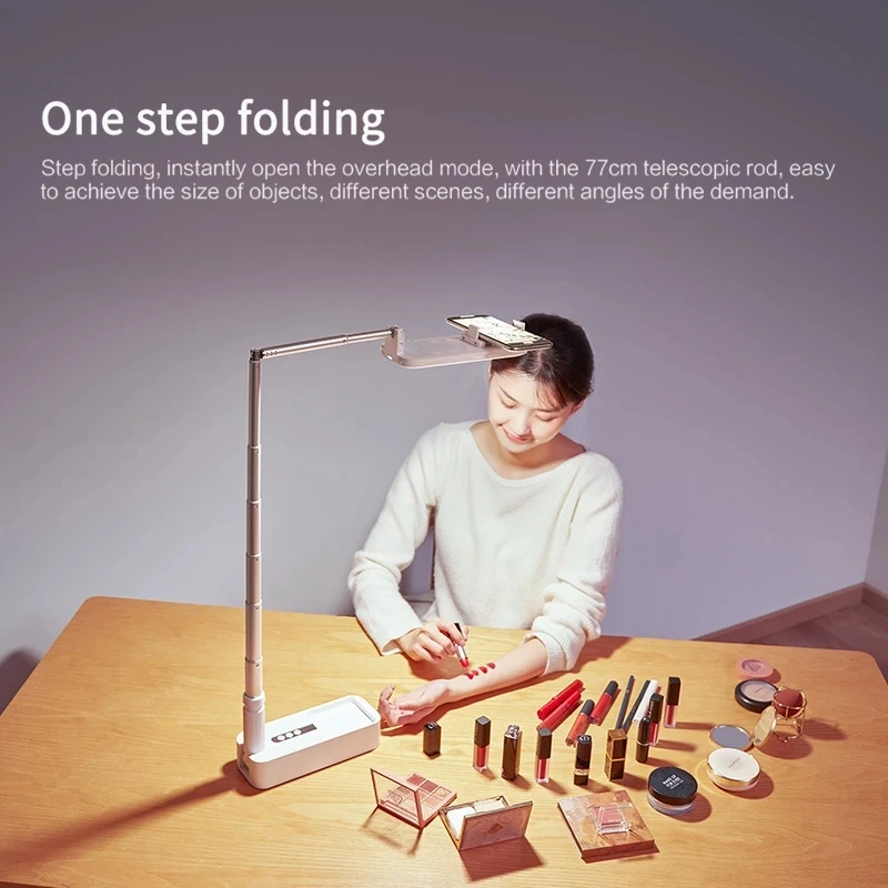 Portable Phone Holder Stand With Wireless Dimmable LED Selfie Fill Light Lamp For Live Video Fill Light Retractable Phone Stand