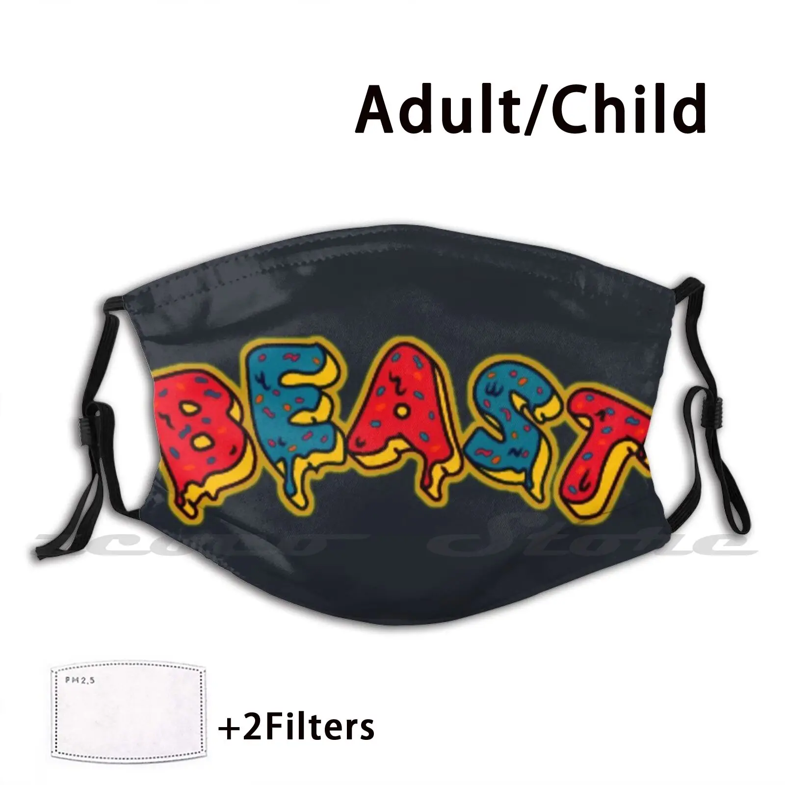 Masque avec le Logo de la bête sur Youtube Merch, pour enfant et adulte, filtre Pm2.5 lavable, création, modèle 6000, tigre noir