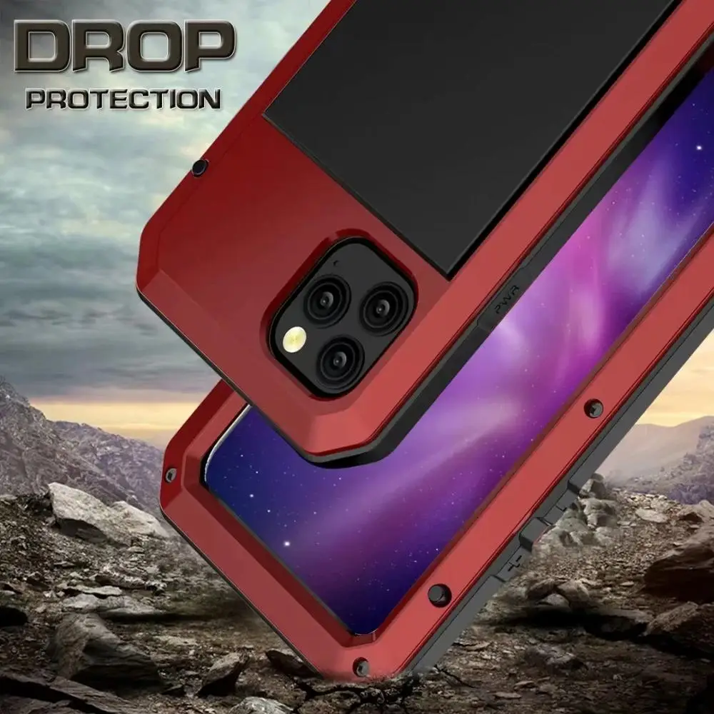 360 Full Protect Metal Shockproof Case for iPhone 15 14 13 12 11 Pro XS MAX XR 8 7 Plus SE 2022 Aluminum Doom Armor Phone Cover