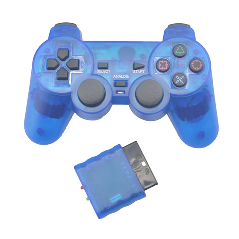 Transparante kleur draadloze gamepad voor PS2 2.4G vibratiejoystick Bluetooth-controller compatibel voor PlayStation 2 Joypad