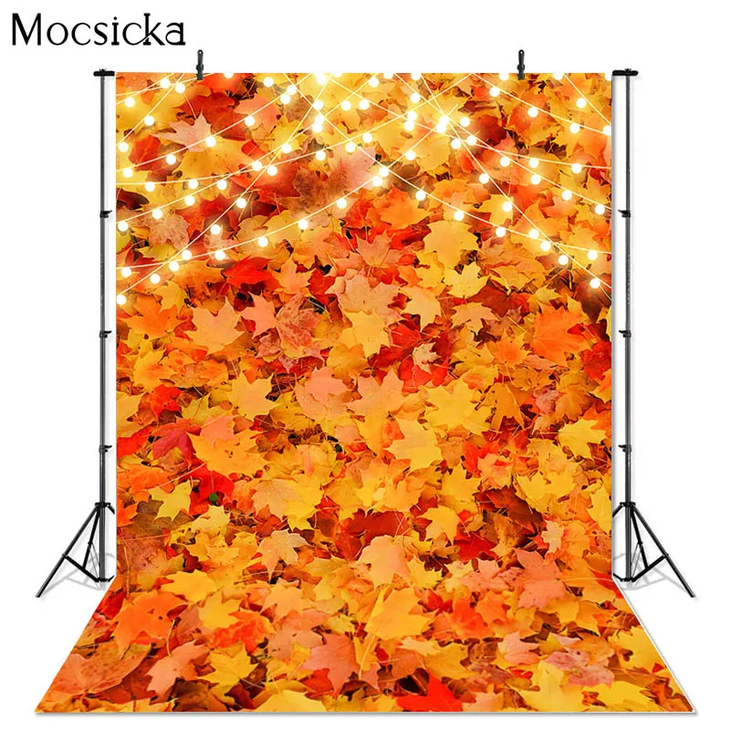 

Autumn Photography Backdrops Fall Maple Leaf Light Natural Scenery Newborn Birthday Portrait Decorative Background Photo Studio