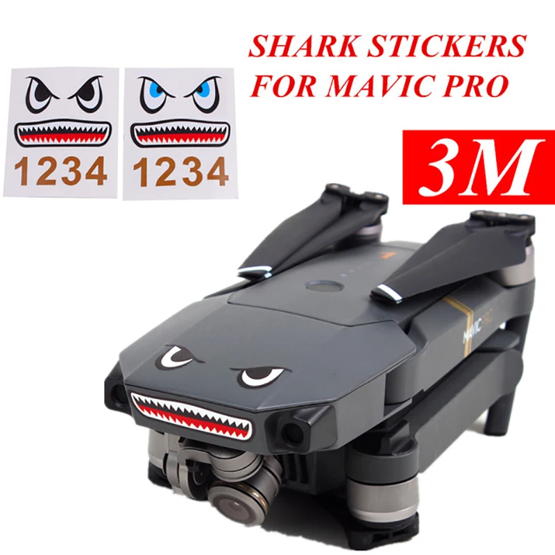 2 pcs Shark Stickers for DJI Mavic MINI 2/SE/Air 2S Numbers For Batteries Waterproof Facial Decal Skin Sticker for DJI Drone