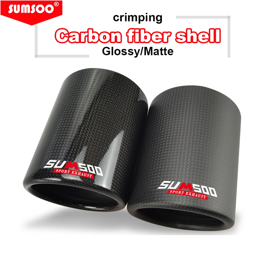 SUMSOO genuine Car Universal Exhaust Pipe  Carbon Fiber Cover Exhaust Muffler Pipe Tip case Exhaust Tip housing