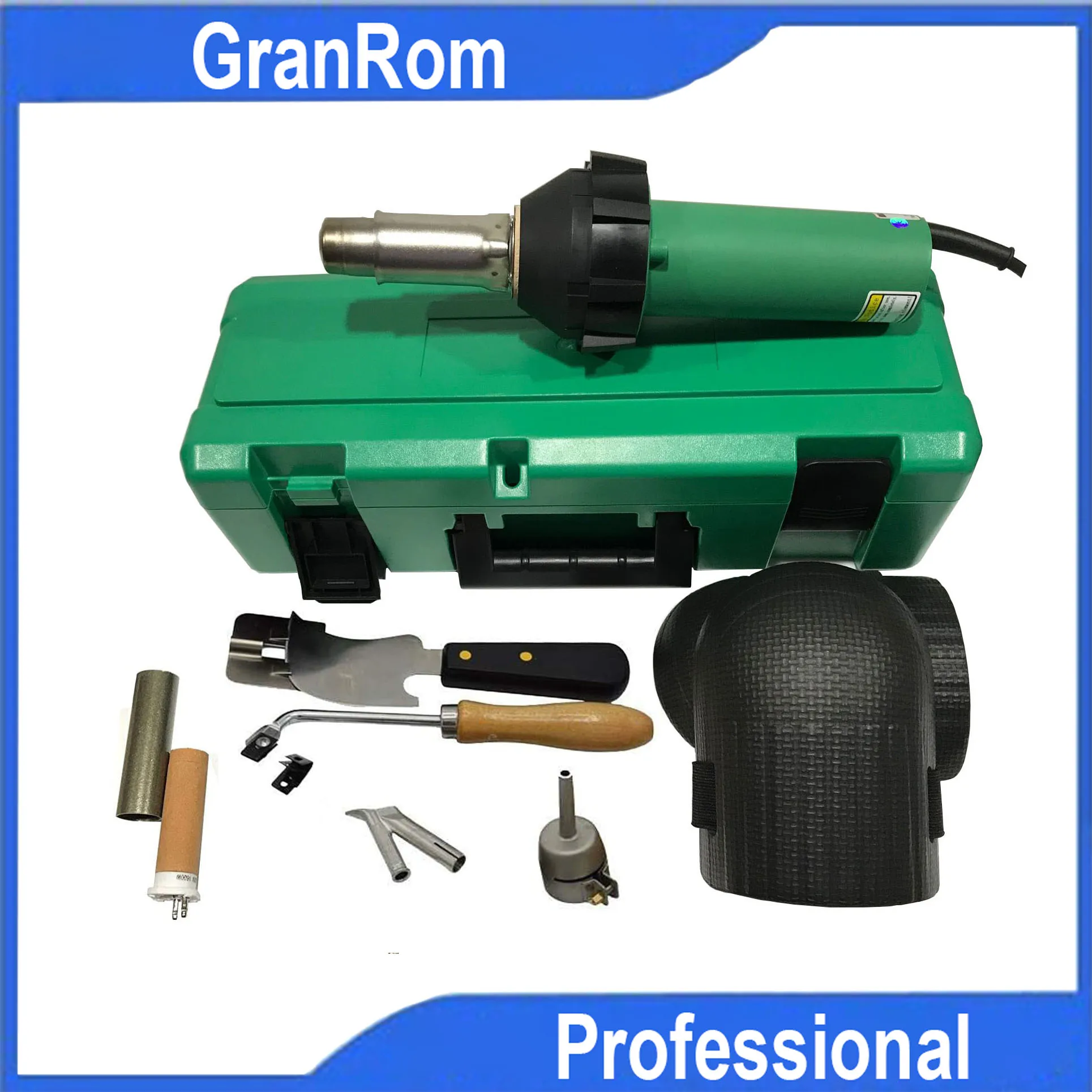 Professional 1600W Heat Gun Hot Air Blast Torch Plastic Welder Kit With Quarter Moon Knife Groover Welding Tool PVC/PE/PP/PVDF