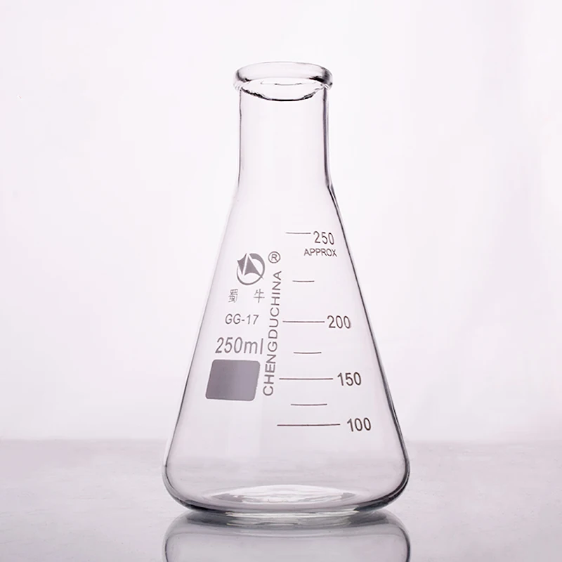 

3pcs Conical flask,Narrow neck with graduations,Capacity 250ml,Erlenmeyer flask with normal neck.