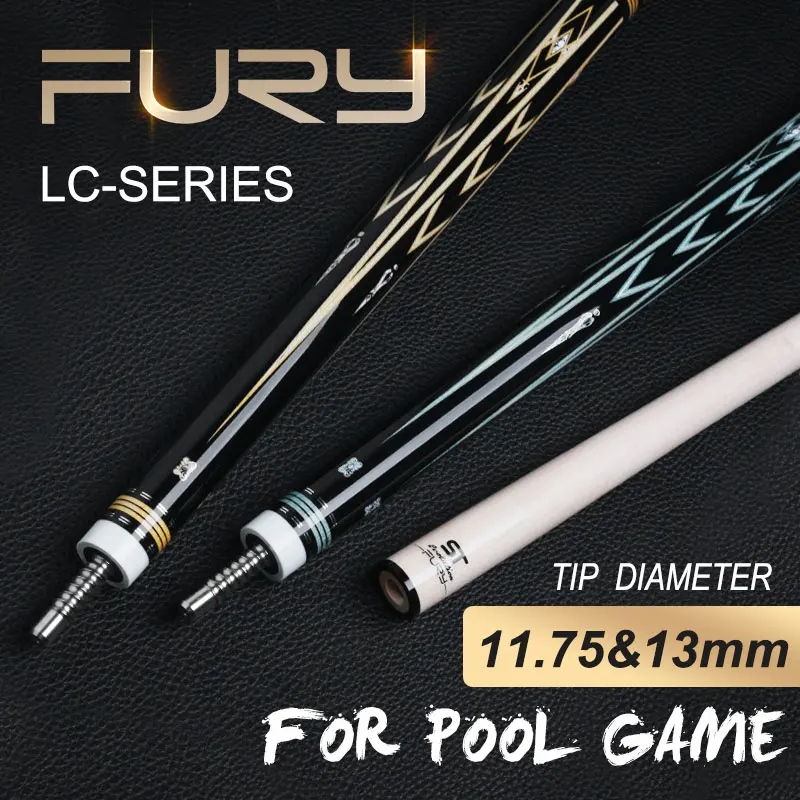 Fury LC Series Pool Cue Stick Kit Billiard Maple Shaft 13mm Tip Center Joint Fashionable Digital Engraving Bare Wrap With Case