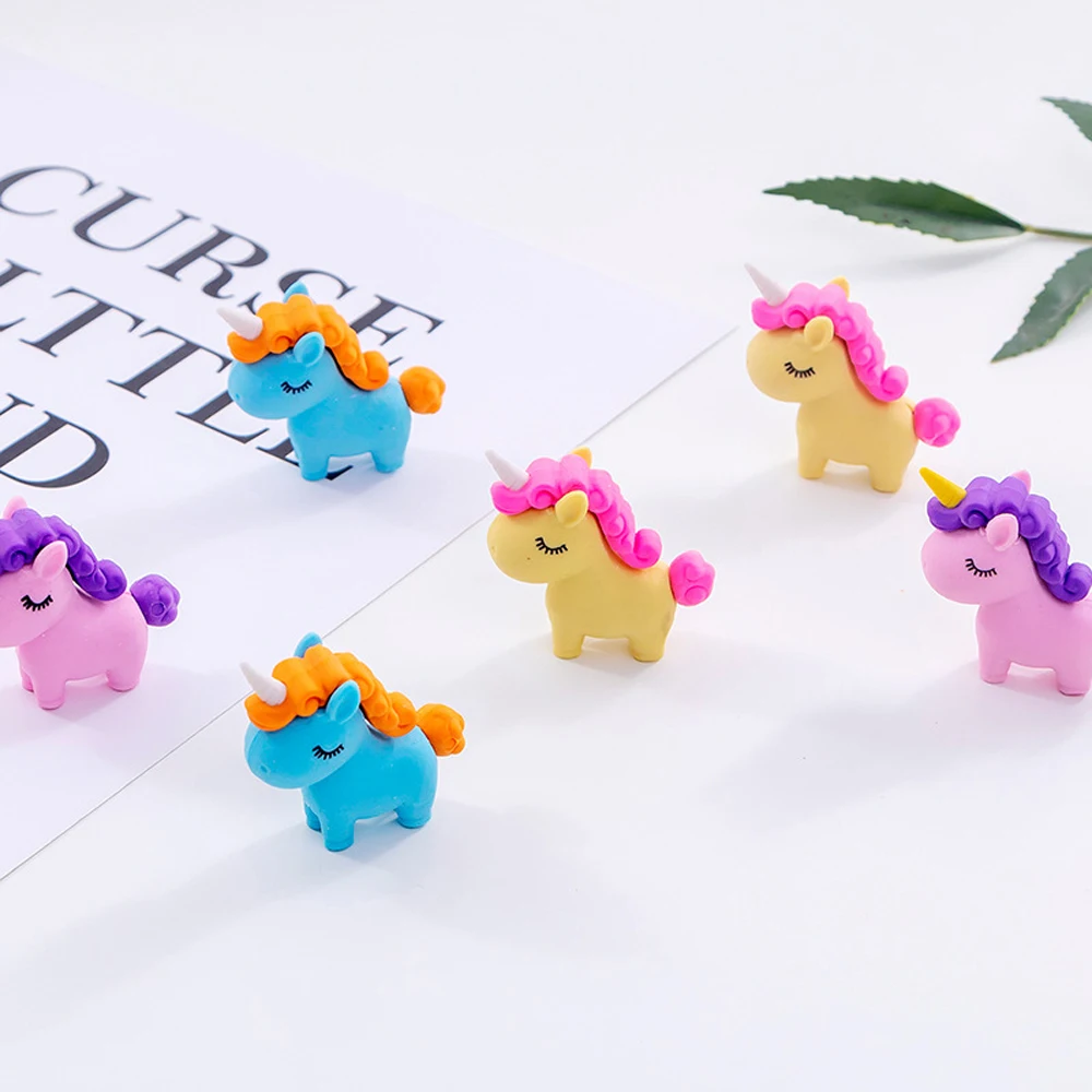 3Pcs/Pack Slightly Fat Unicorn Eraser Rubber Eraser Primary Student Prizes Promotional Gift Erasers School Stationery