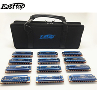 12 Pcs/Set EASTTOP Harmonica T008K 10 Holes 12 Keys Of C D E F G Paddy Blues Harp Diatonic Best Selling