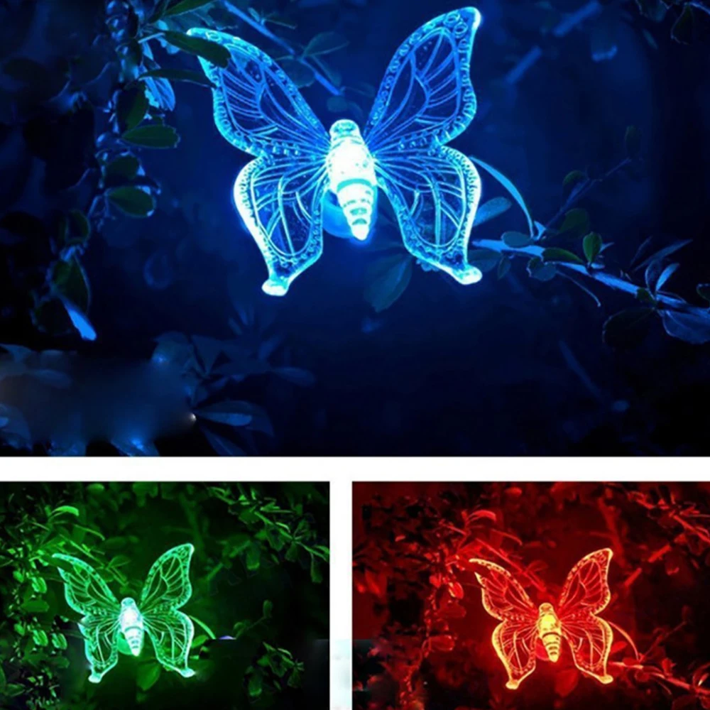 Solar LED Color Changing Colorful Lights Simulation Butterfly Dragonfly Lights Courtyard Insert Landscape Christmas Decoration