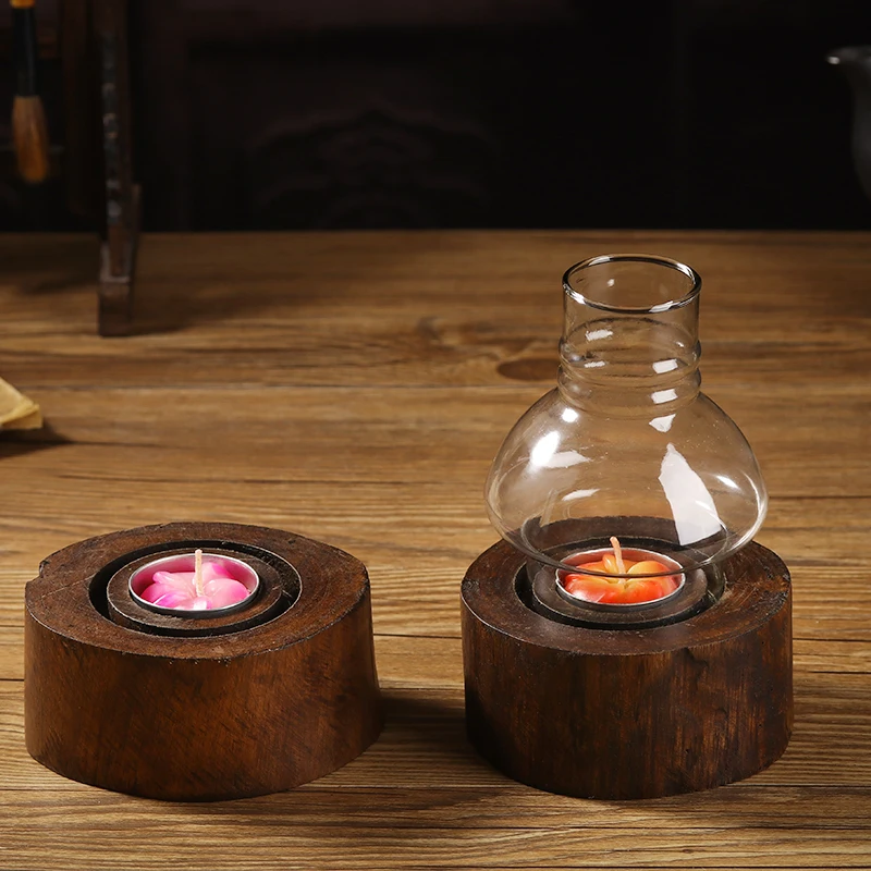 WHYOU-Southeast Asia Solid Wood Candlestick, Retro Candle Holder, Creative Desktop Decoration