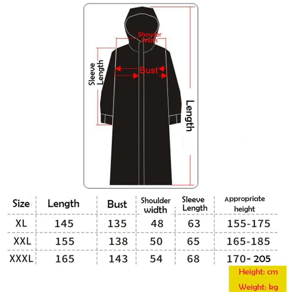 Xe Máy Áo Mưa Nữ/Nam Dây Kéo Mũ Trùm Poncho Xe Máy Áo Mưa Dài Phong Cách Đi Bộ Đường Dài Môi Trường Áo Mưa XL/XXL/XXXL