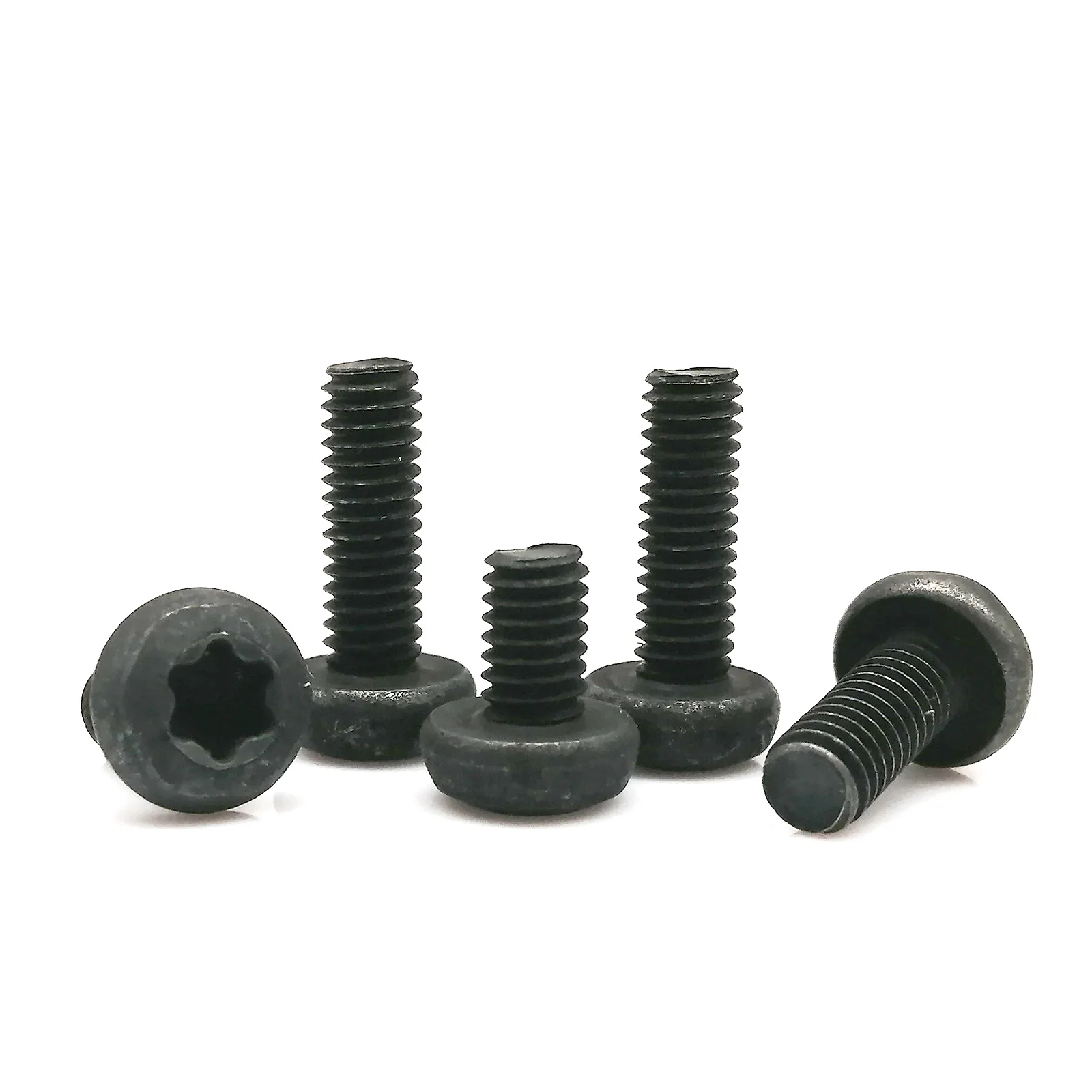 10/50 Stück M1,6 M2 M2,5 M3 M4 Schwarzoxid-Kohlenstoffstahl der Güteklasse 8.8 GB2672 Sechslappen-Torx-Rundknopf-Flachkopfschraube – Detail 3