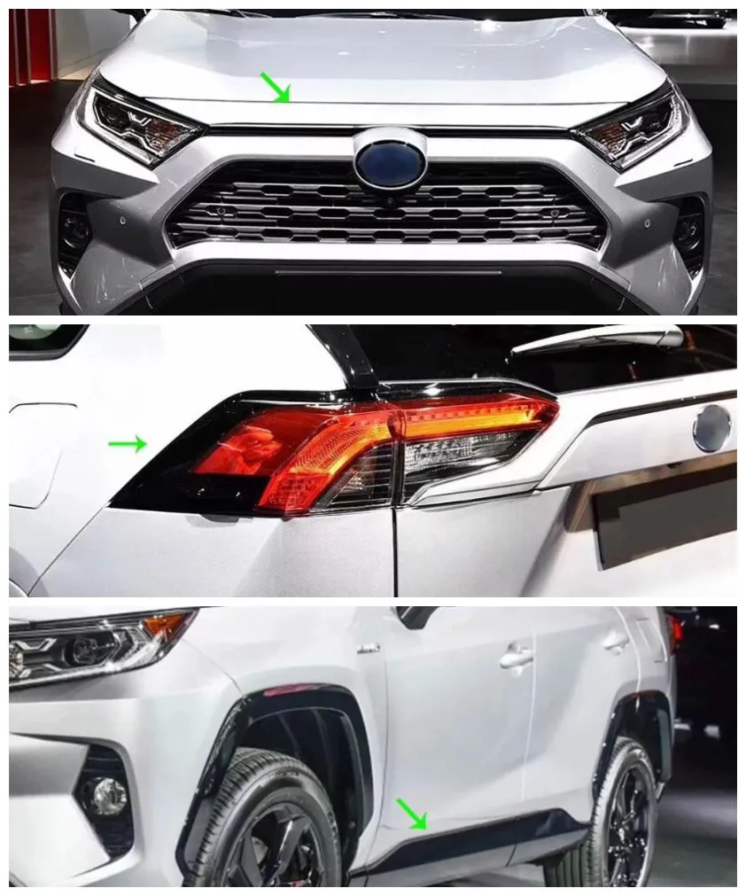 For Toyota RAV4 19-20 Front and Rear Fog Light Frame Headlights Tail Light Frame Handle Door Bowl Decorated With Bright Stripes