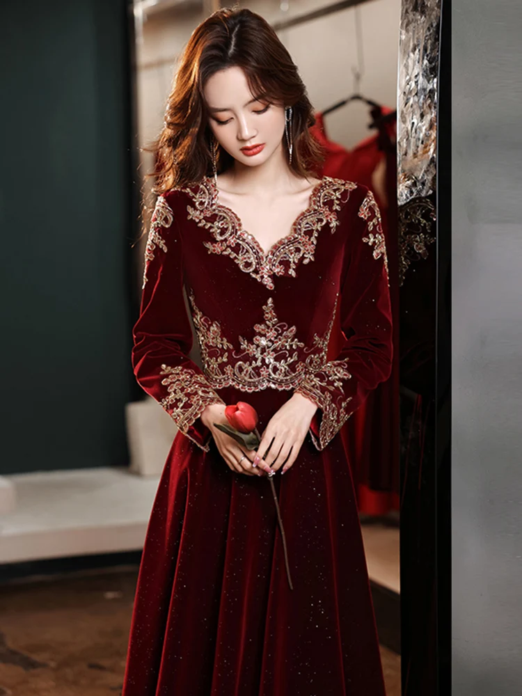 Customized party gowns evening dress long sleeve custom-made formal prom dresses