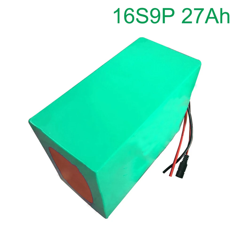 60V 27Ah 16S9P 18650 Li-ion Battery electric two Three wheeled motorcycle bicycle  ebike 205*160*140mm