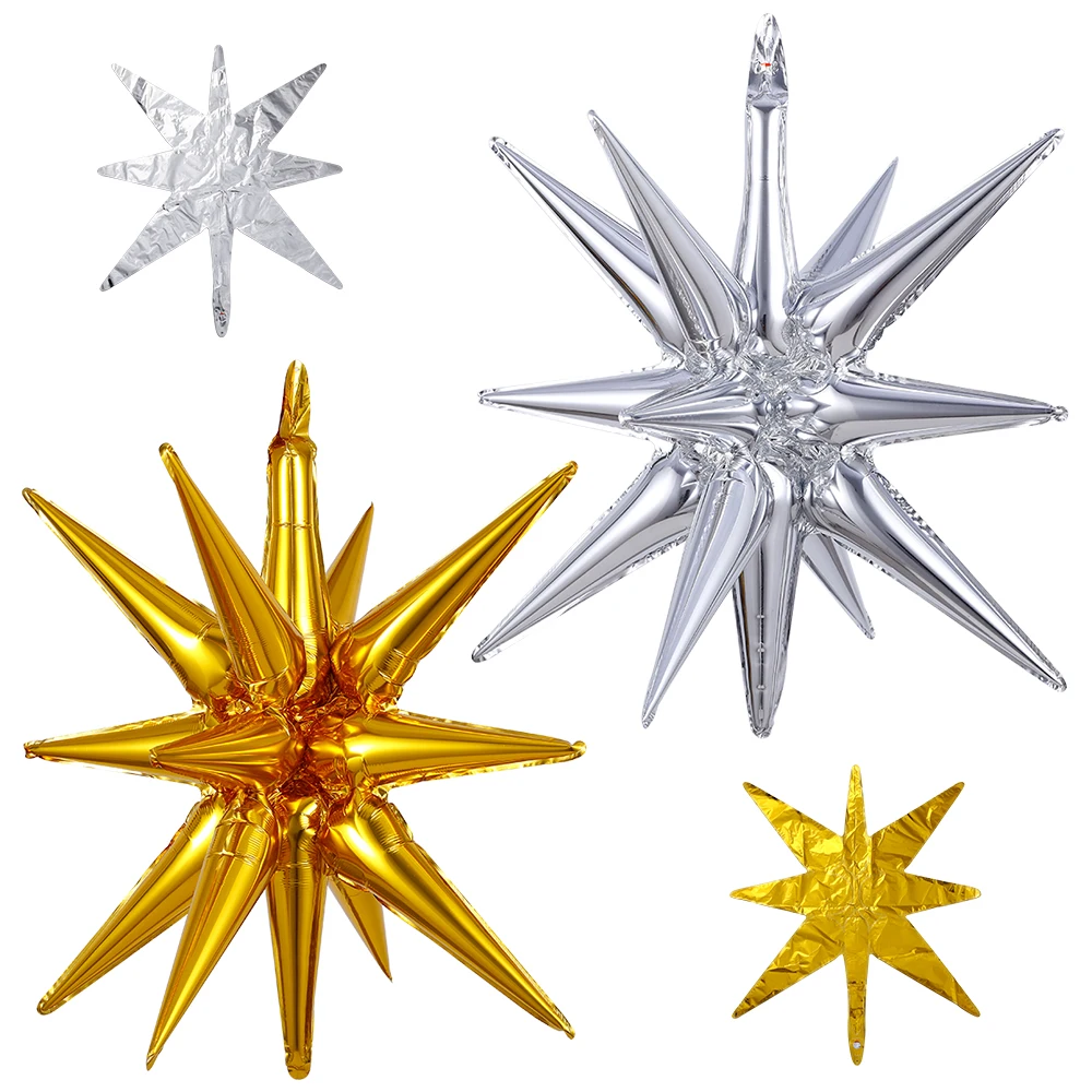 

2Pcs 4D 27Inch Explosion Star Balloons Christmas Decorations Xmas Tree Star Water Drop Cone Foil Balloons Birthday Wedding Decor