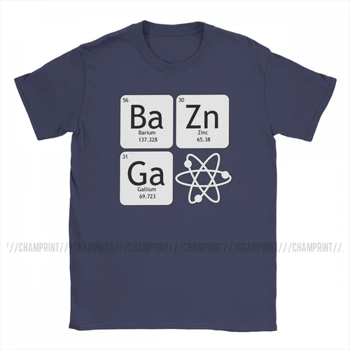 Imagen 2 del producto Camiseta de BaZinGa y Atom para hombres, Camisa de algodón puro con cuello redondo, ropa de manga corta, Idea de regalo