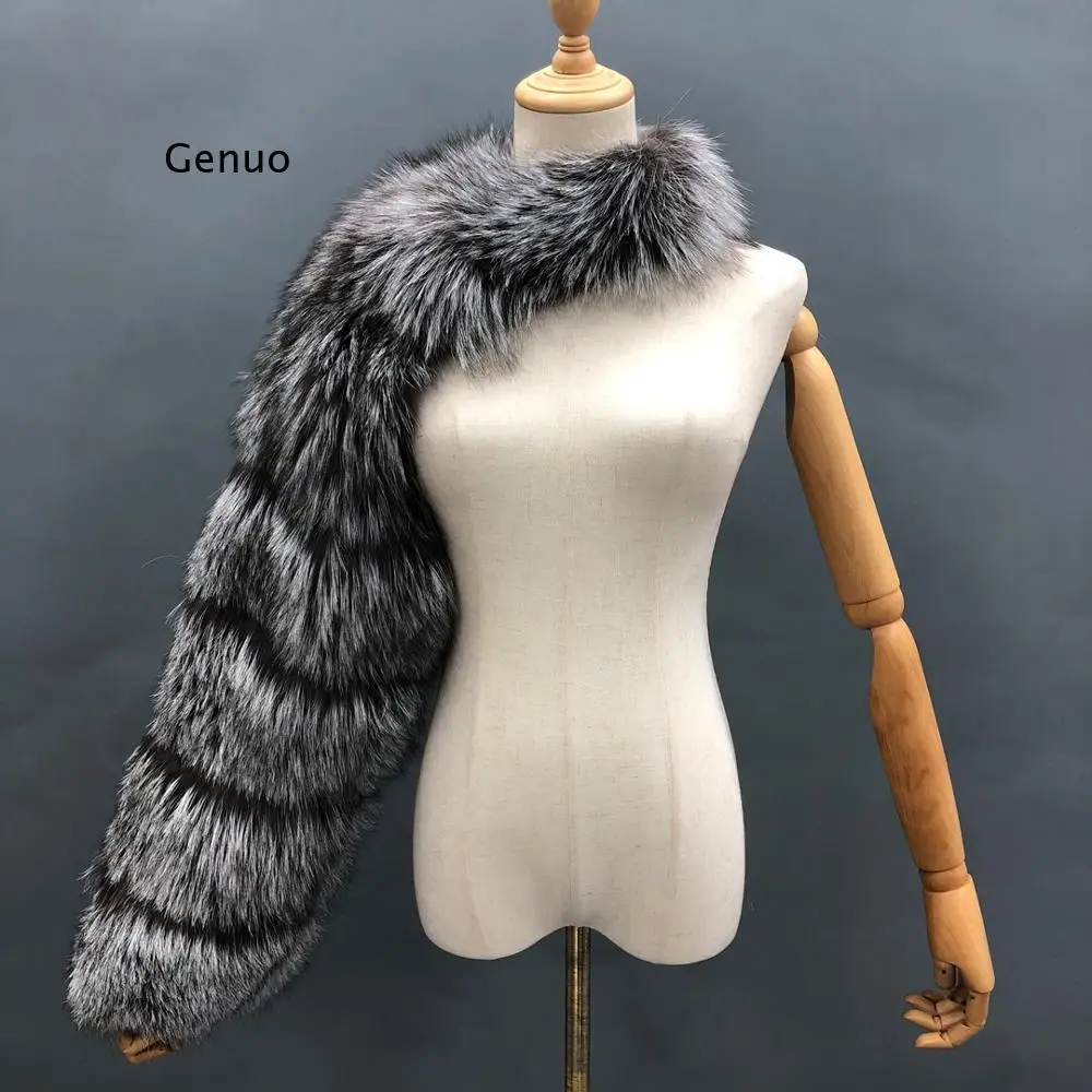 Fluffy Faux Fur Cropped Shawl Coat Luxury Imitation Fox Fur Jacket One Shoulder High Quality Abrigo Mujer New Women's Outerwear