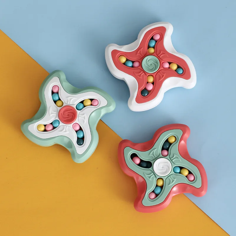 Girando cubo de feijão mágico alívio do estresse spin grânulo quebra-cabeças spinner dedo mágico brinquedo para crianças brinquedo inteligência educacional